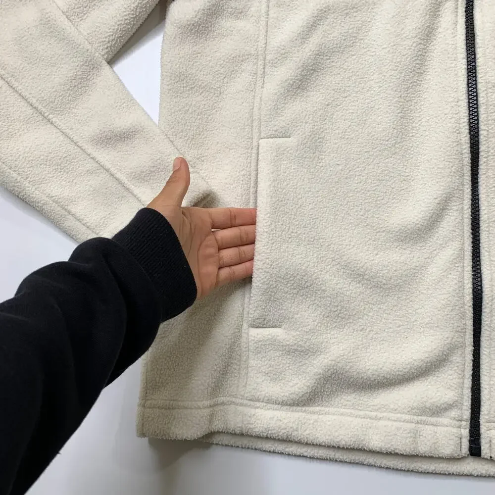 The North Face Jacket Mens M Medium Ivory Black Denali Fleece Zip Up Colorblock